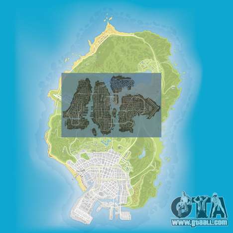 a Comparison of the sizes of maps of GTA 5 and GTA 4