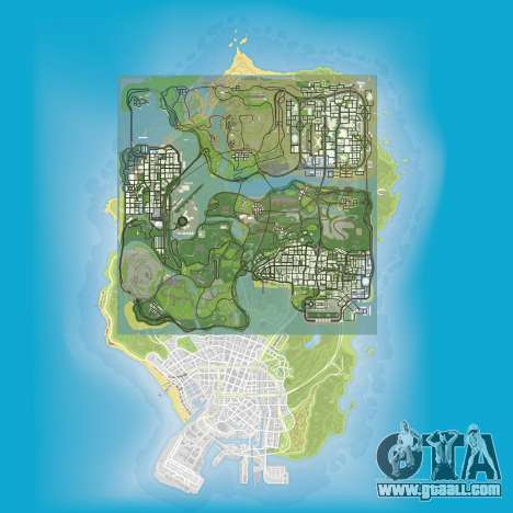 a Comparison of the sizes of maps of GTA 5 and GTA San Andreas