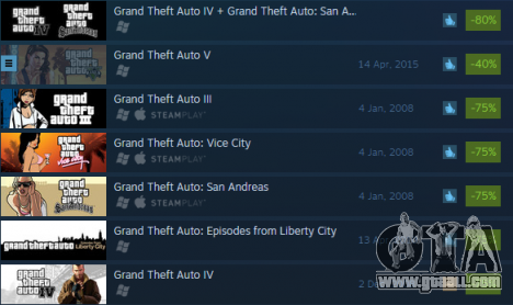 Huge discounts on Grand Theft Auto games