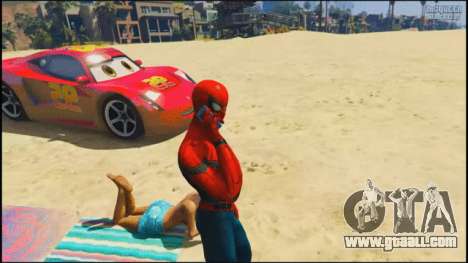 Spider-man on the beach in GTA 5
