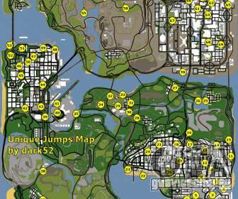 Карта уникальных прыжков в GTA San Andreas Карта уникальных прыжков в GTA San Andreas