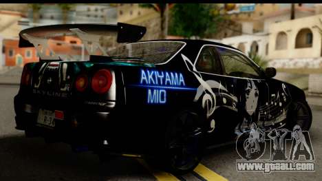 Nissan Skyline GT-R BNR34 Mio Akiyama Itasha for GTA San Andreas