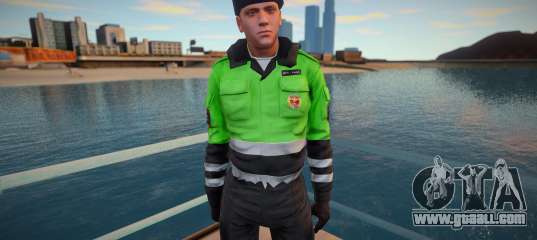 Private traffic police in winter uniform