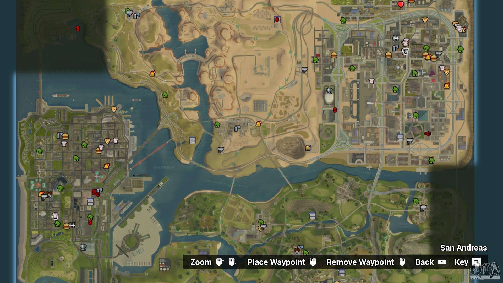 grand theft auto san andreas map