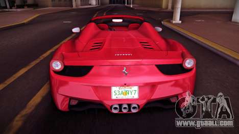 Ferrari 458 Spider (USA Plate) for GTA Vice City