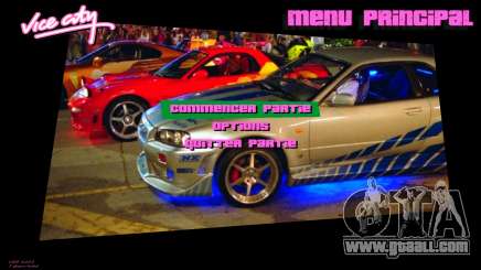 Menu Fast and Furious 2 for GTA Vice City