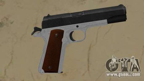 1911 2 tone silver lower black slide wood grips for GTA Vice City
