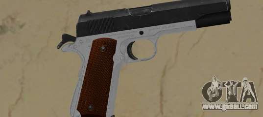 1911 2 tone silver lower black slide wood grips for GTA Vice City
