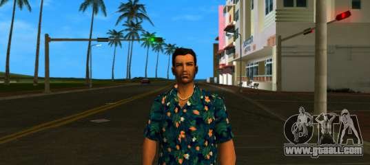 Tommy Skin Black Flowers for GTA Vice City