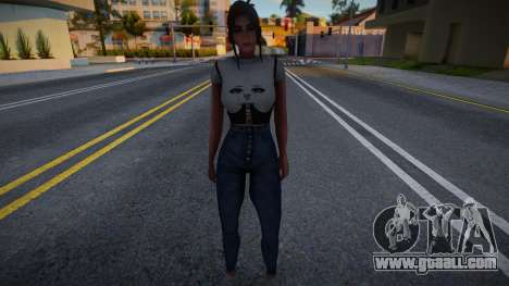 Black corset, white T-shirt and jeans for GTA San Andreas