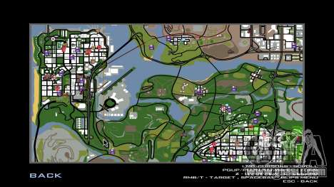 Icons on the DUCK MODS map for GTA San Andreas