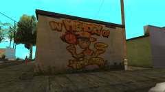 Graffiti from GTA 5 in the area of the cul-de-sac for GTA San Andreas