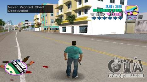 Cheat Code For Never Wanted for GTA Vice City