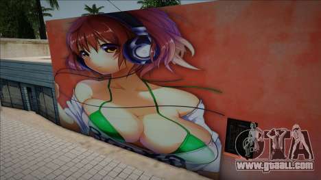 Mural Anime Girl Headphone for GTA San Andreas