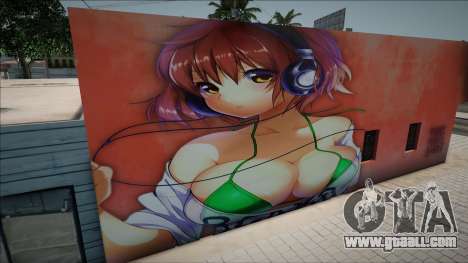 Mural Anime Girl Headphone for GTA San Andreas